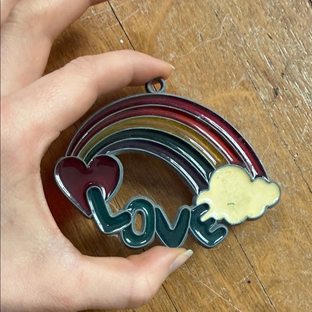 Vintage Rainbow Love Stained Glass Suncatcher - Picture 2 of 8